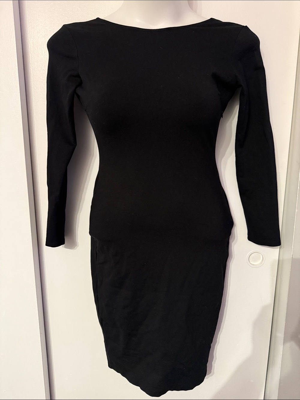 Lulus Va Va Voom Black Backless Long-Sleeve Sheath Dress Body Com Large